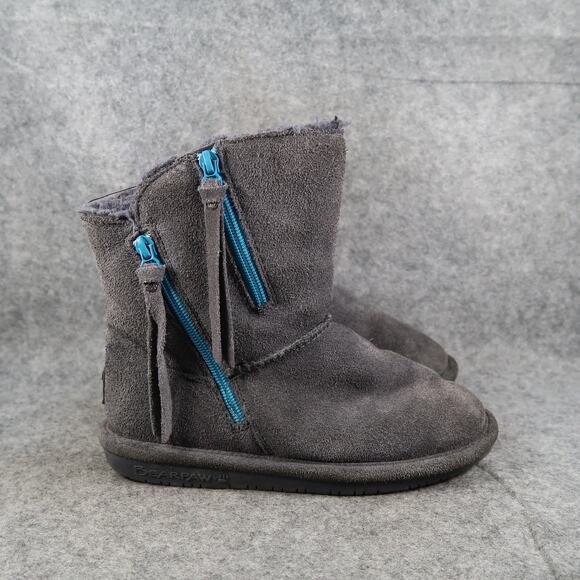 Bearpaw Shoes Youth 3 Boots Mimi Winter Shearling Pull On Suede Wool Blend Kids - Picture 1 of 13